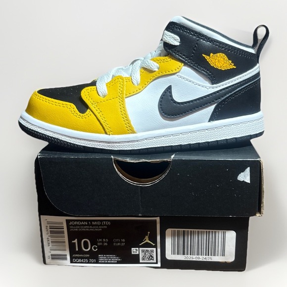 Jordan Other - Jordan 1 Mid (TD) Toddlers' Shoes Yellow Ochre-Black-White DQ8425-701 Size 10c